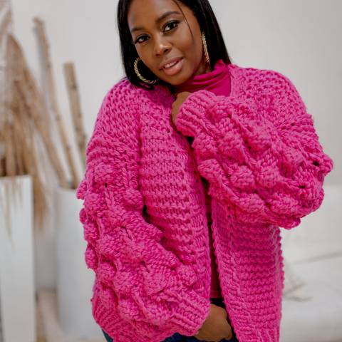 The Pom Pom Pink Cardigan